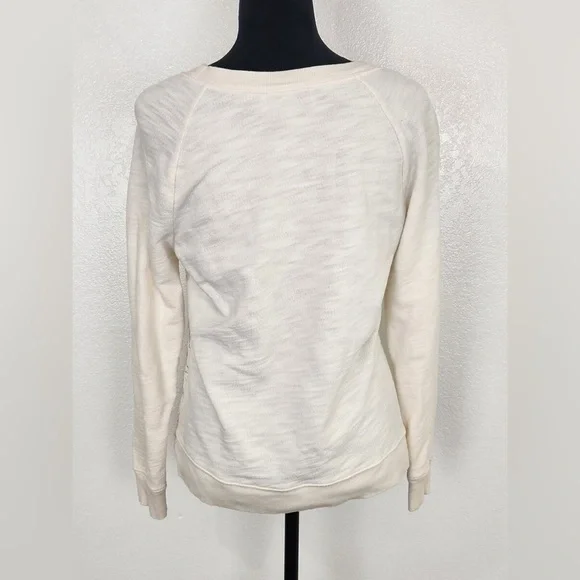 LOFT Cream Lace Front Sweater - Picture 2 of 8